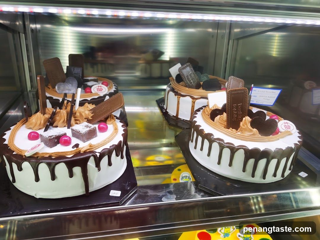Cakes in a Display Case