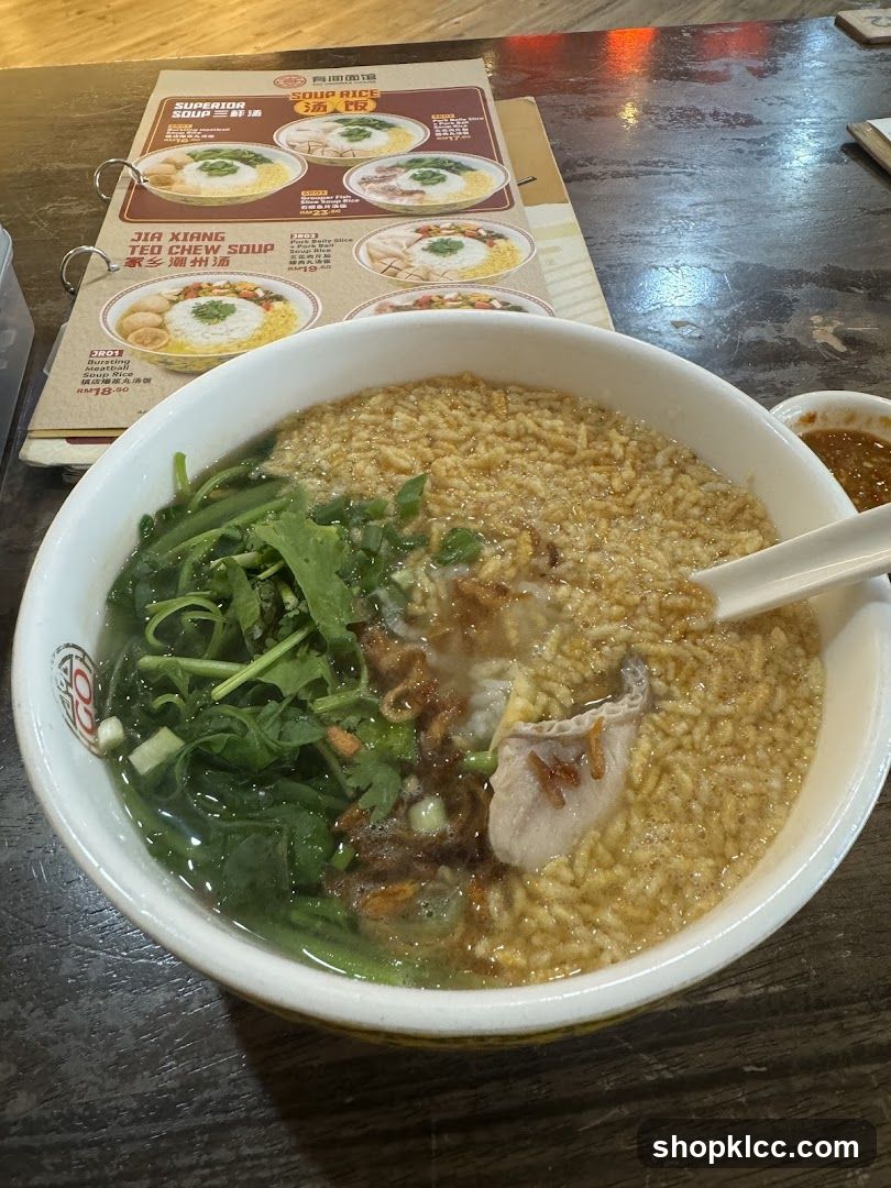 Bowl of Soup Rice with Greens