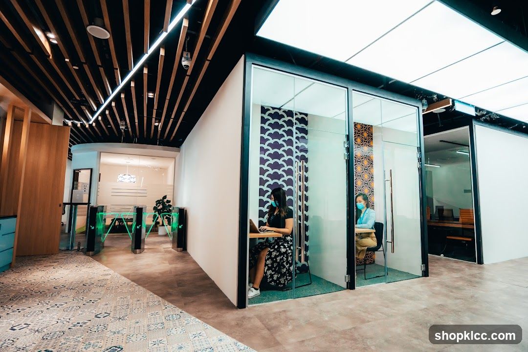 Modern Office Interior with Glass Pods