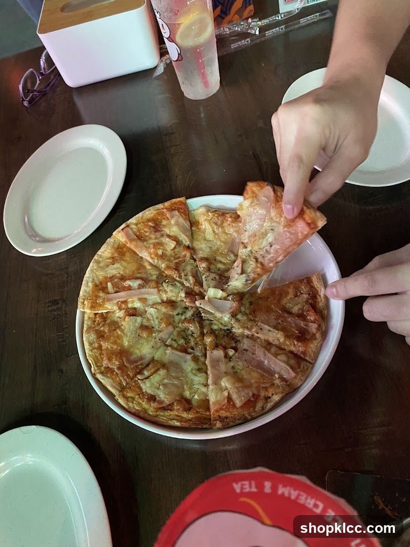 Pizza at a restaurant table