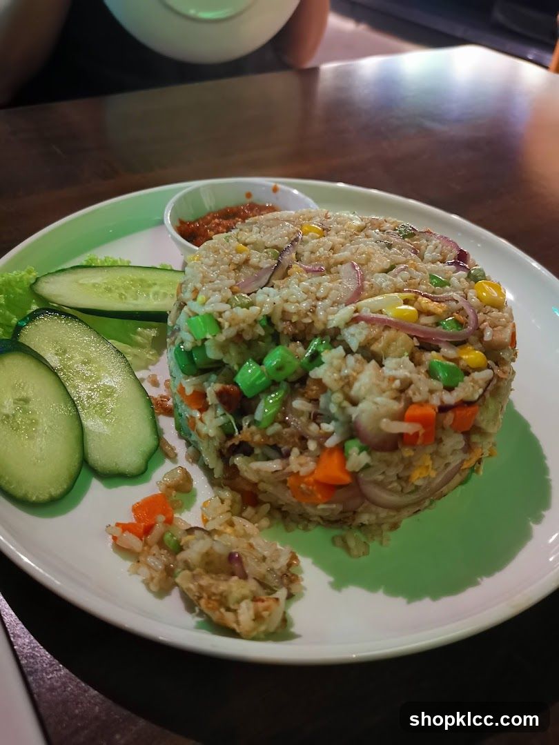 Fried Rice Dish with Cucumber Slices