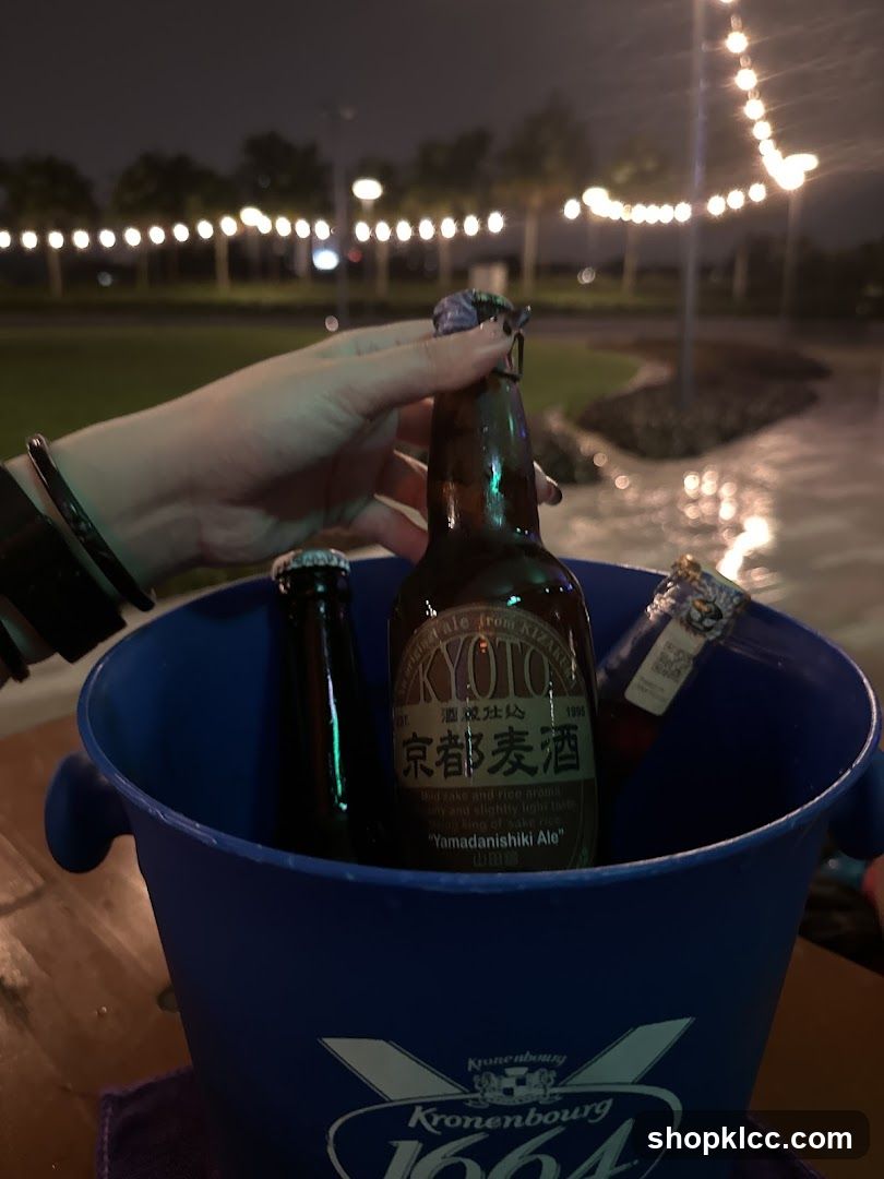 Beer in a bucket at night