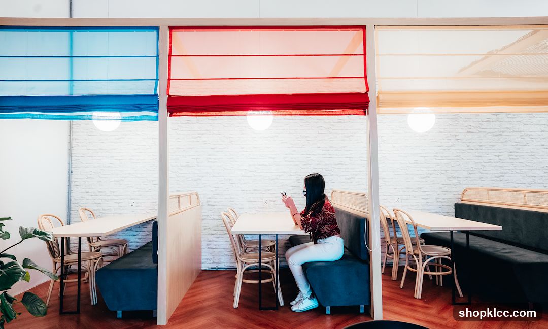 Interior Cafe with Colorful Curtains