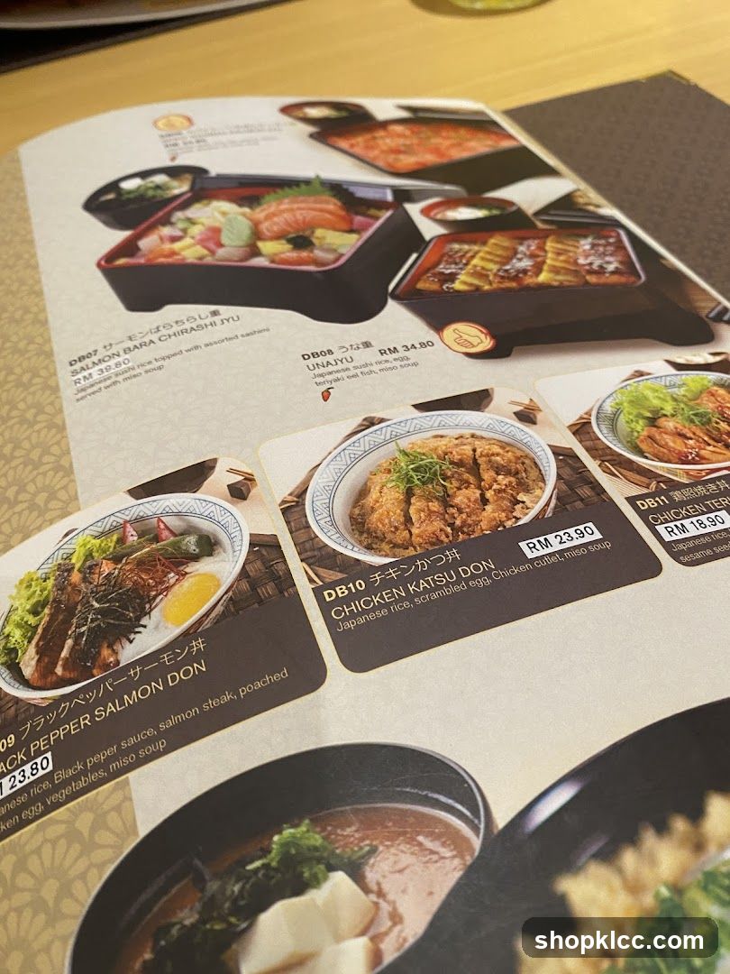 Japanese Restaurant Menu Page