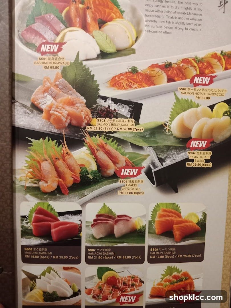 Sashimi Menu
