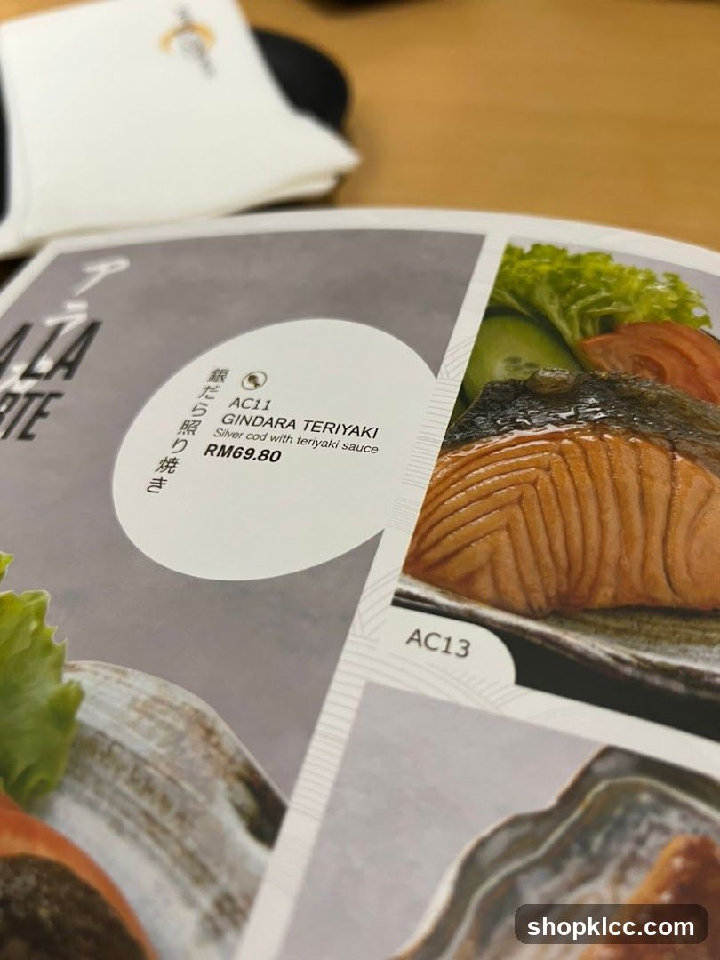 Gindara Teriyaki Menu Page