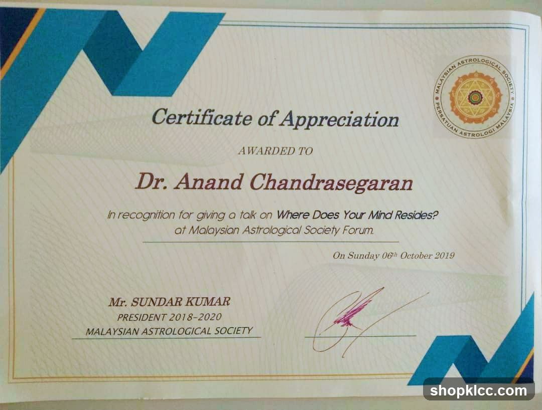 Certificate of Appreciation