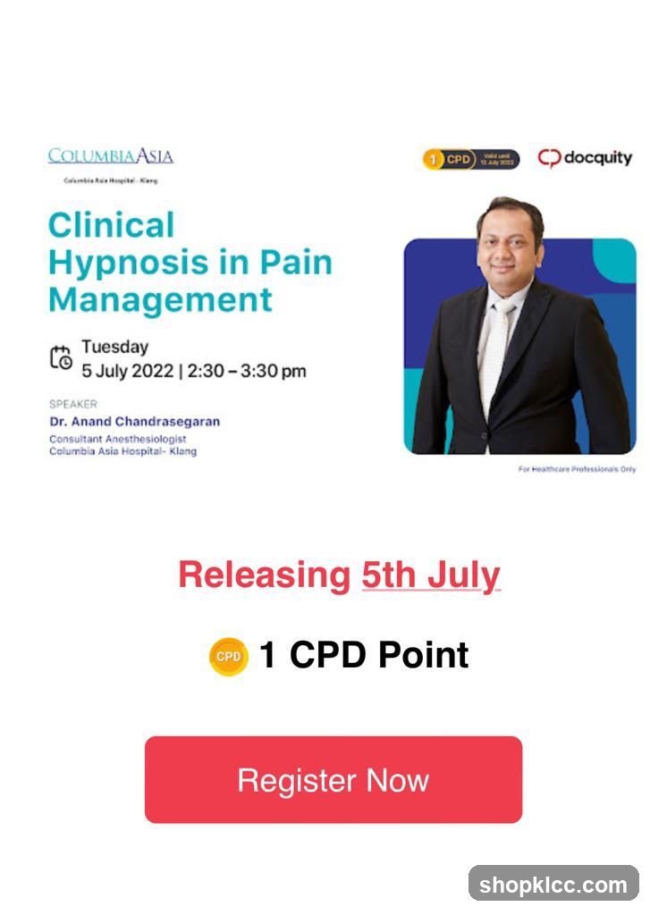Clinical Hypnosis in Pain Management Event Flyer