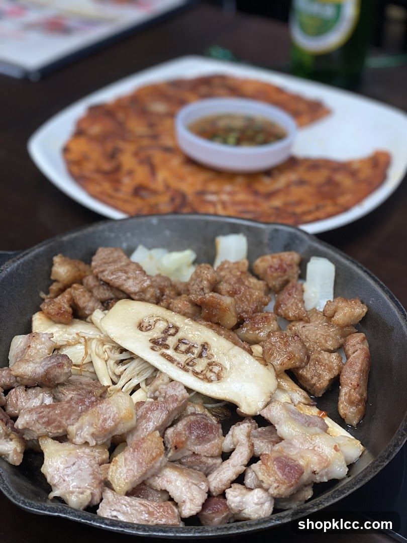 Korean-style meat and pancake meal