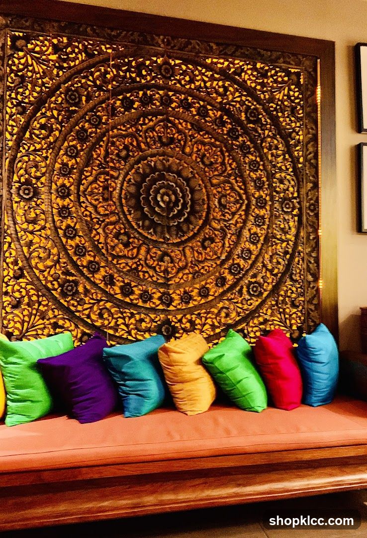 Decorative Mandala Wall Art with Colorful Pillows