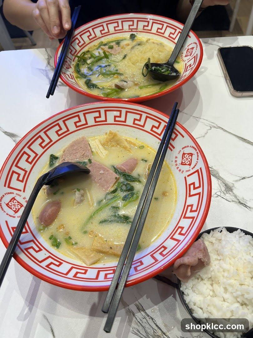 Two bowls of noodle soup with rice