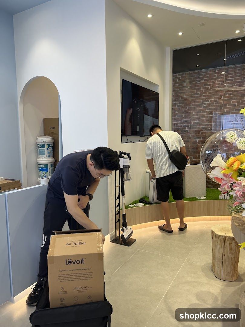 Store Interior with Air Purifier Display