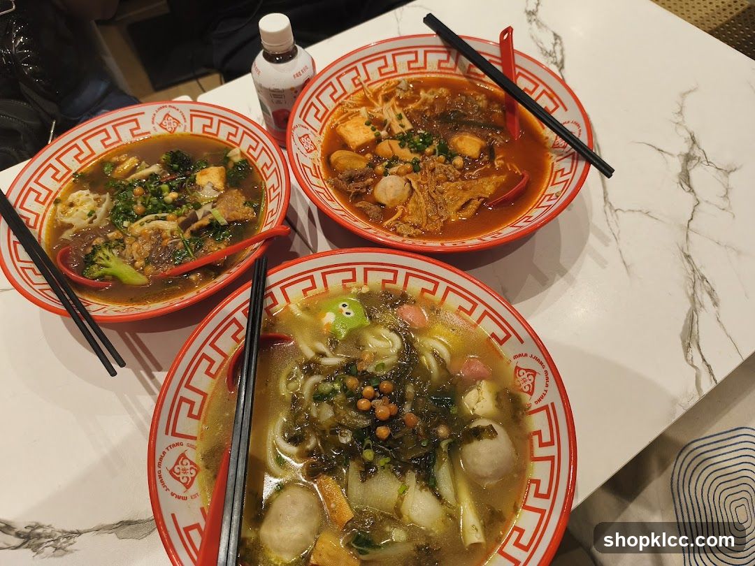 Three bowls of noodles