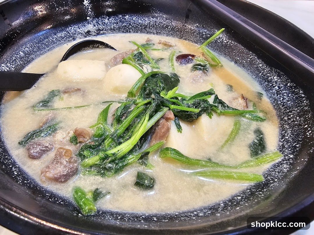 Bowl of Soup with Meat and Greens