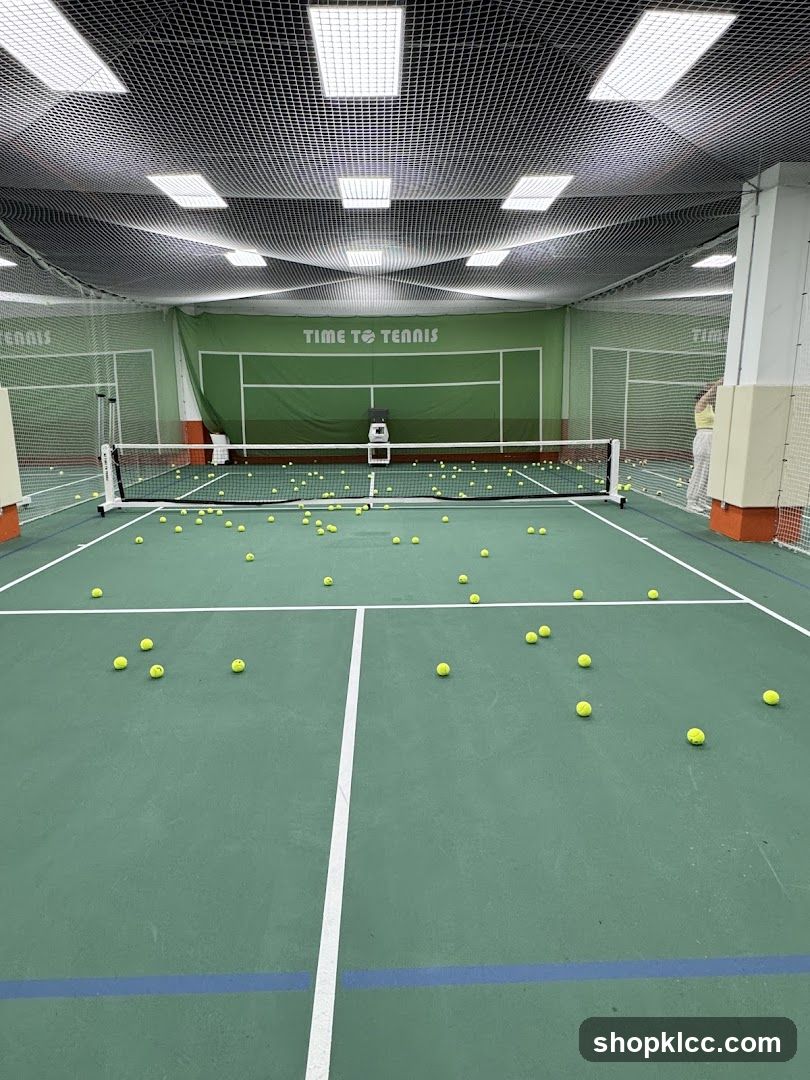 Indoor Tennis Court with Tennis Balls