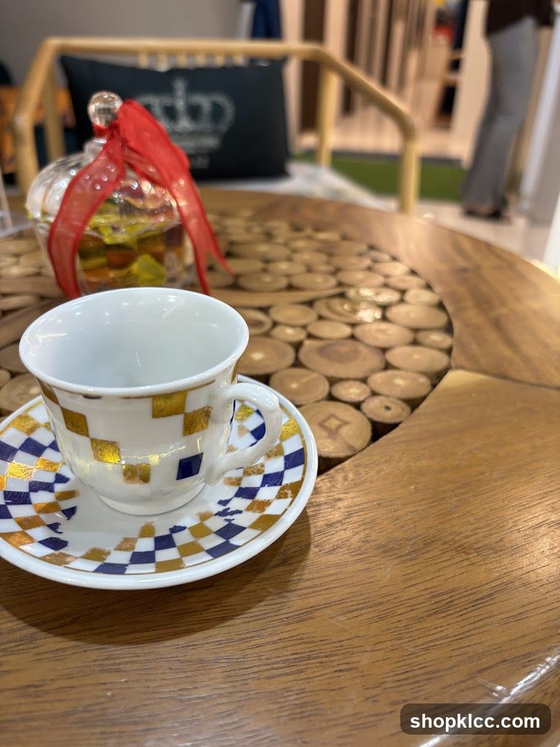 Coffee cup and saucer on a wooden table