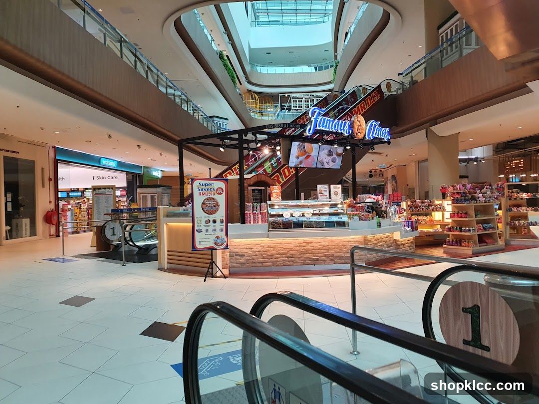 Mall Interior with Food Stall and Storefronts