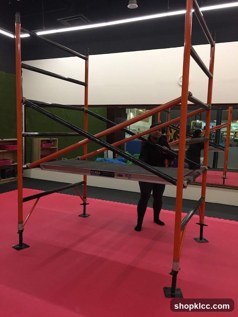 Scaffolding in a gym