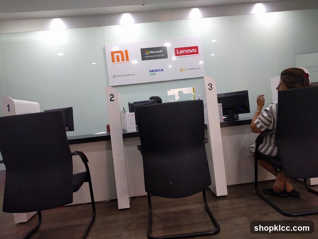 Service Counter Area with Brand Logos