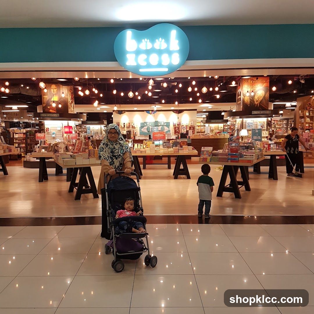 Bookstore Interior with Stroller and Child