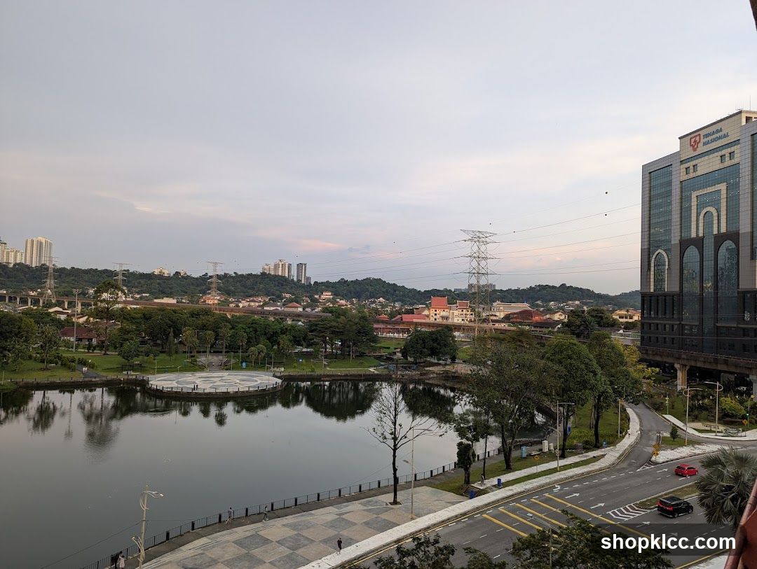 Cityscape with Lake and Modern Building