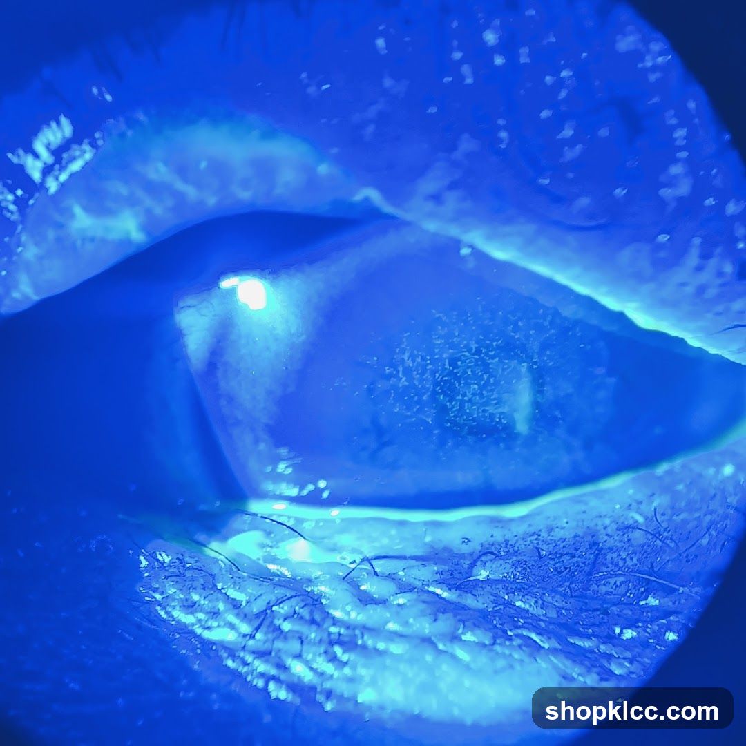 Blue-lit eye close-up