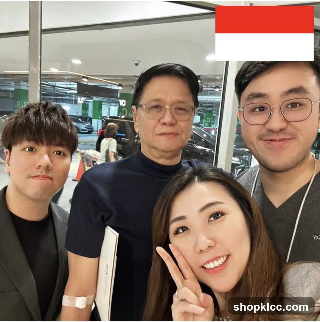 Group selfie at airport terminal