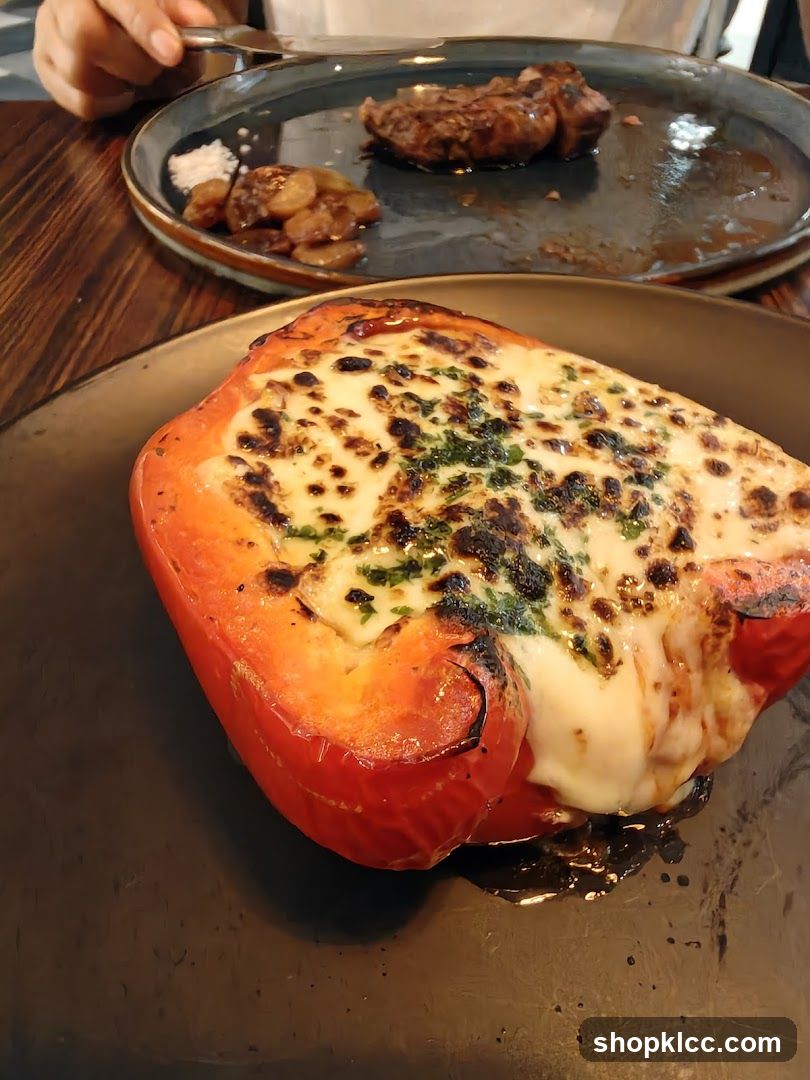 Stuffed Bell Pepper with Cheese and Steak Plate