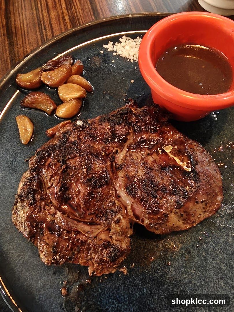 Grilled Steak with Garlic and Sauce