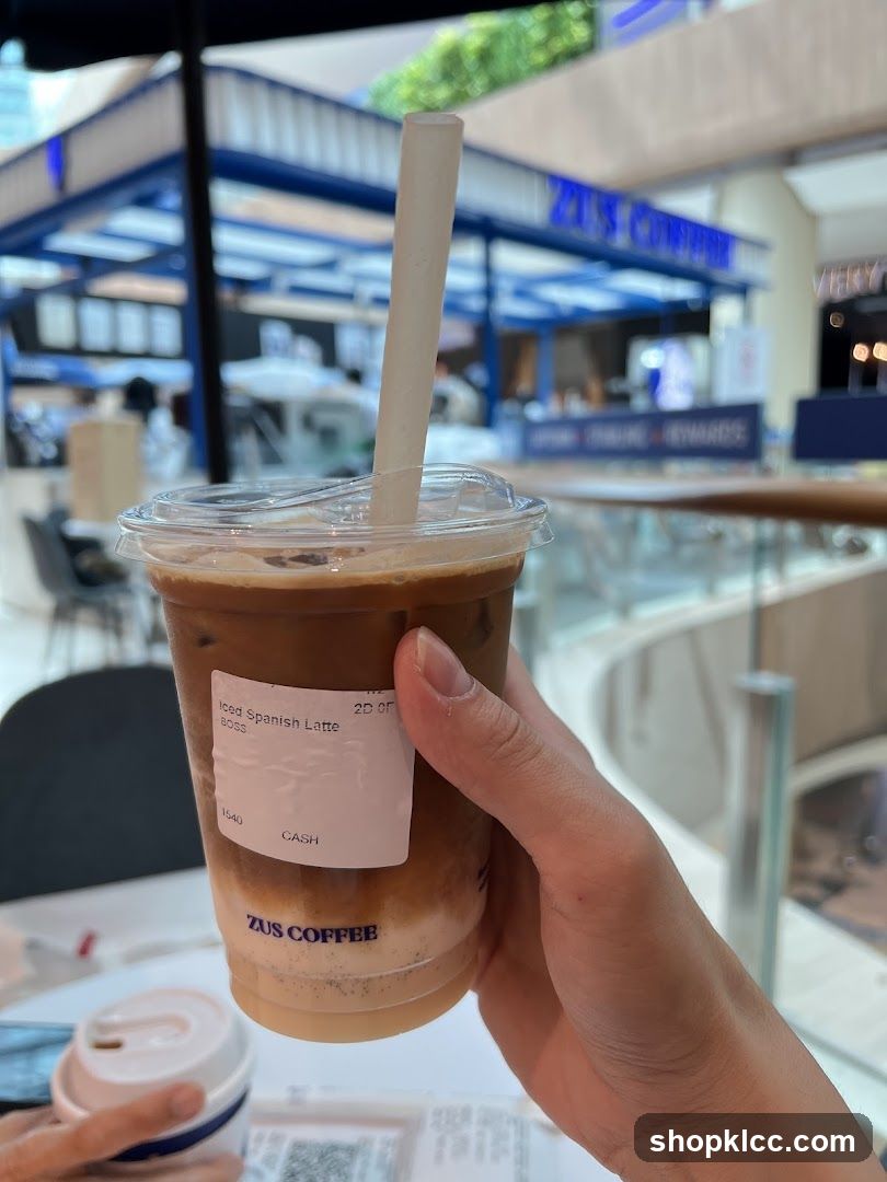 Iced Coffee in Mall Setting