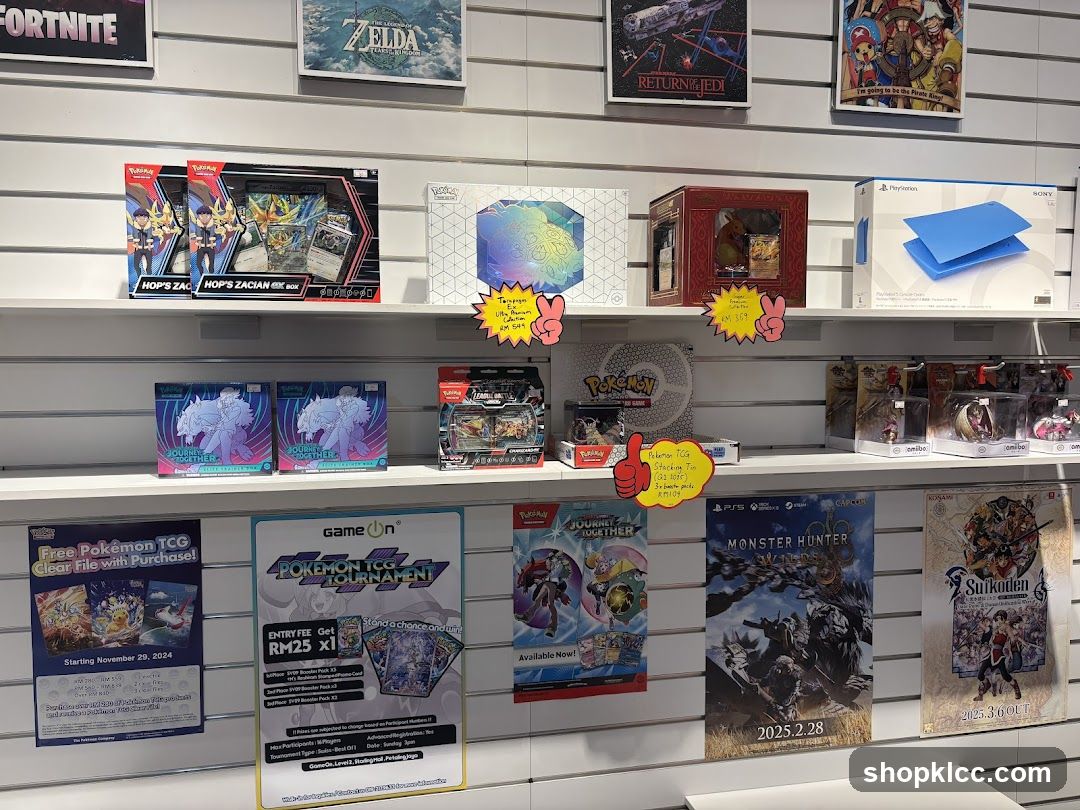 Pokemon and Game Merchandise Display