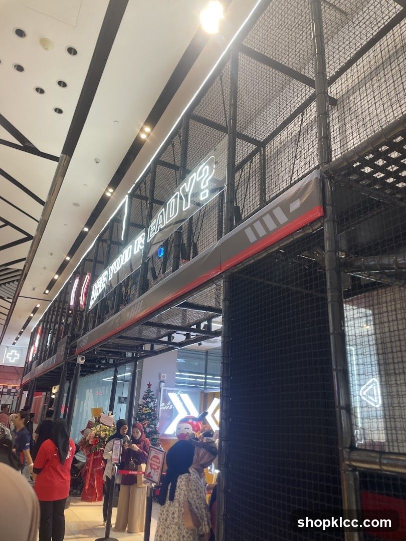Shopping Mall Interior with Neon Signage