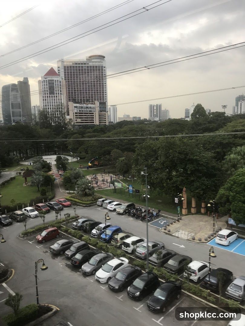 Cityscape with Park and Parking Lot