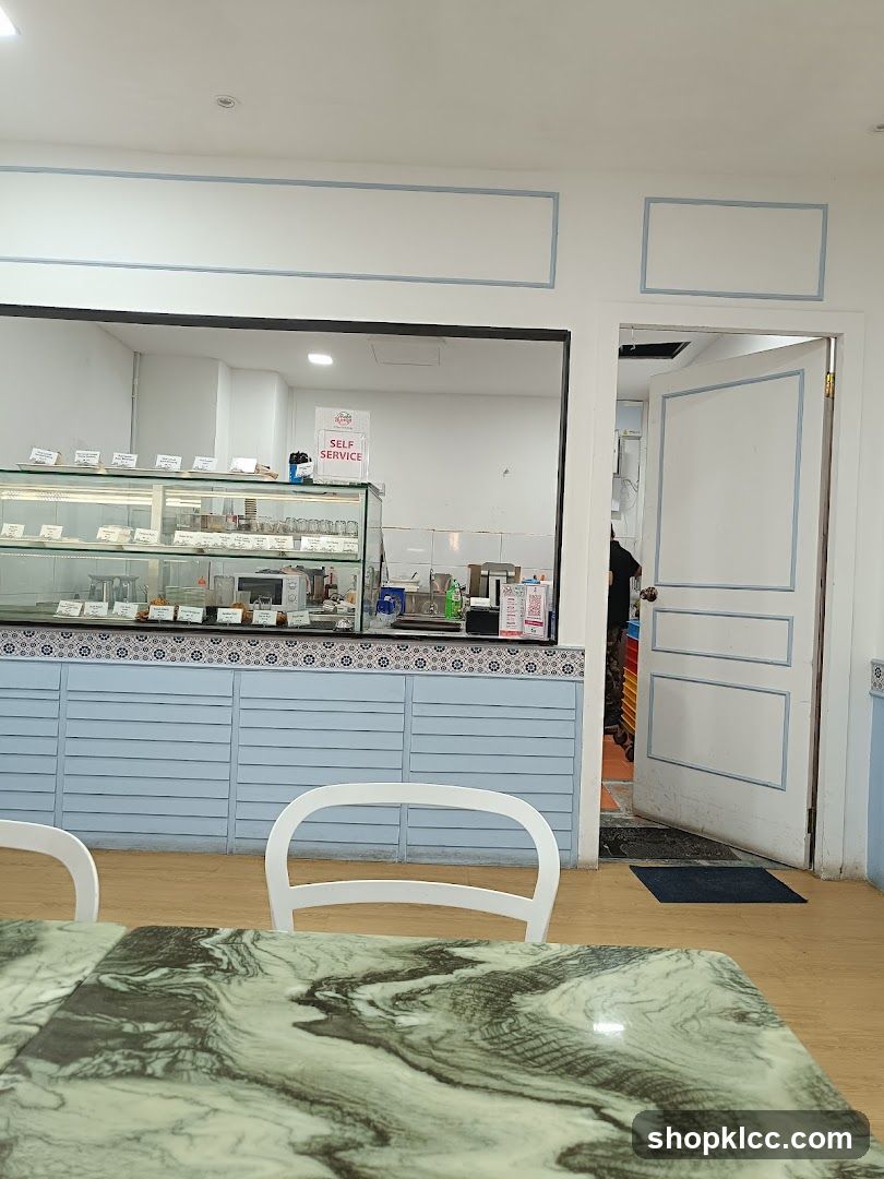 Cafe Interior with Display Cases
