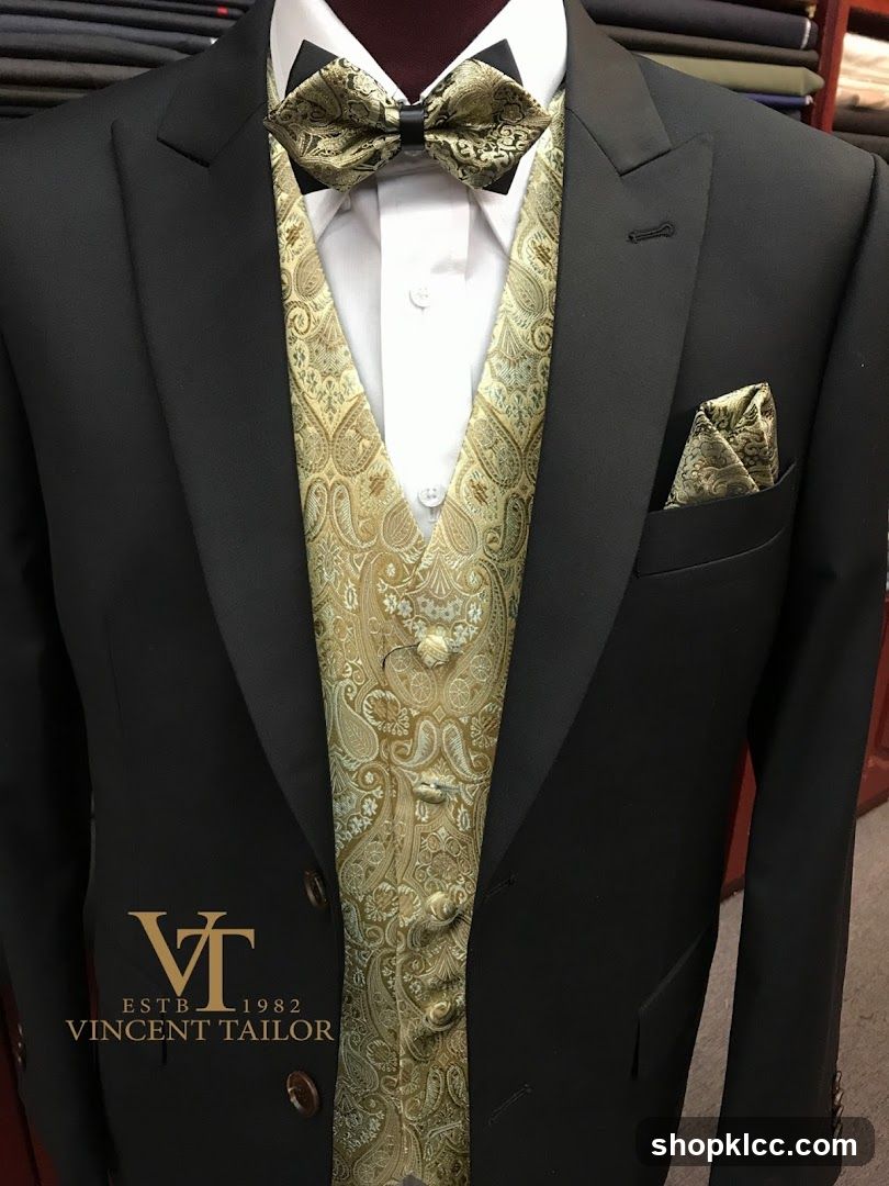 Tuxedo with Paisley Vest and Bowtie