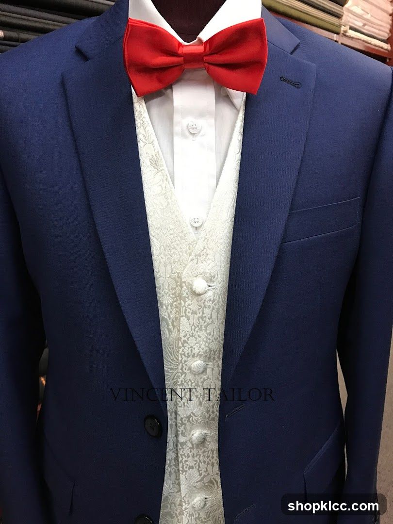 Blue Suit with Red Bowtie