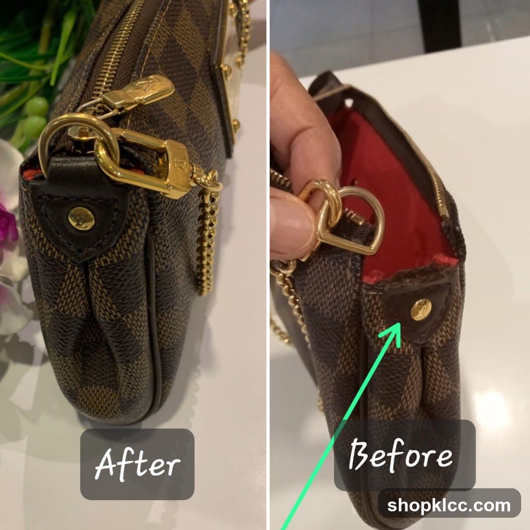 Before and After Comparison of a Handbag