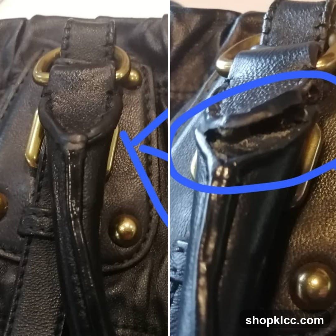 Damaged Black Handbag Strap