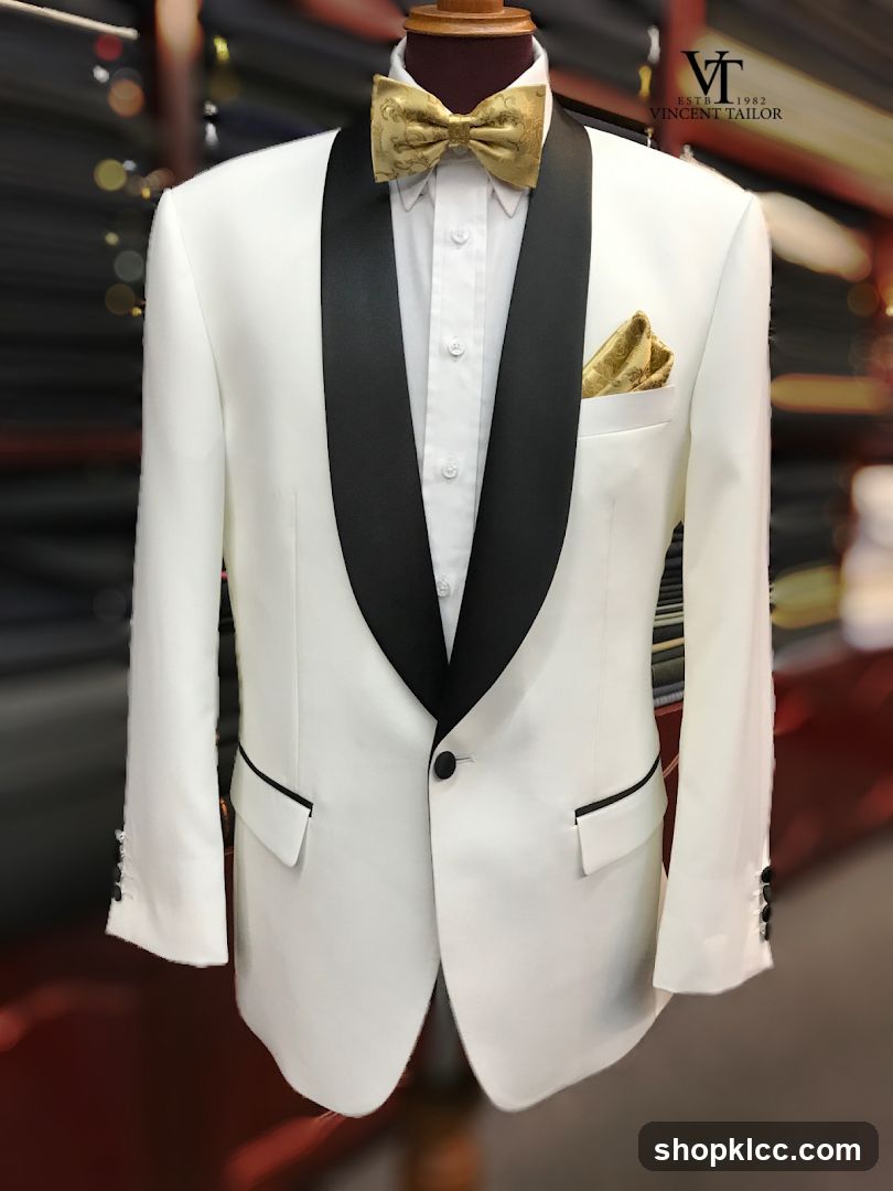White Tuxedo with Gold Bowtie