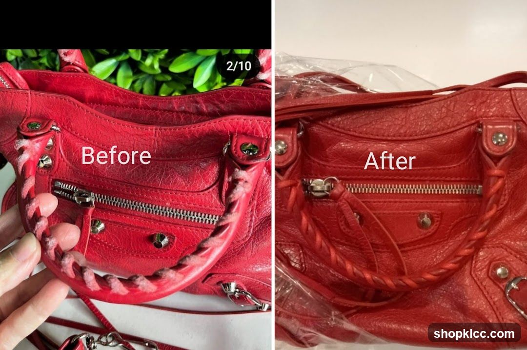Before and After Handbag Cleaning