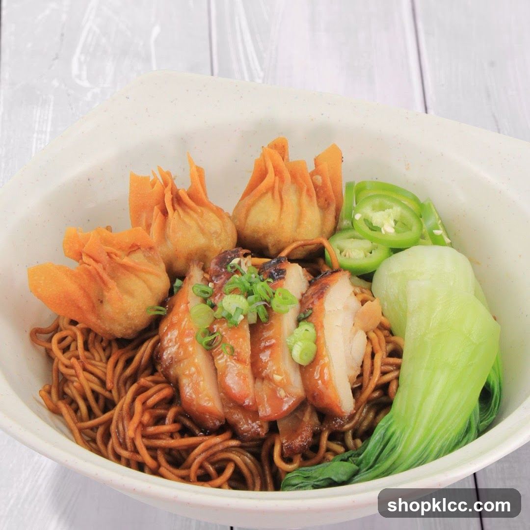 Noodle Bowl with Chicken and Wontons