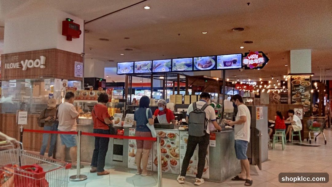 Food court stall with digital menu boards