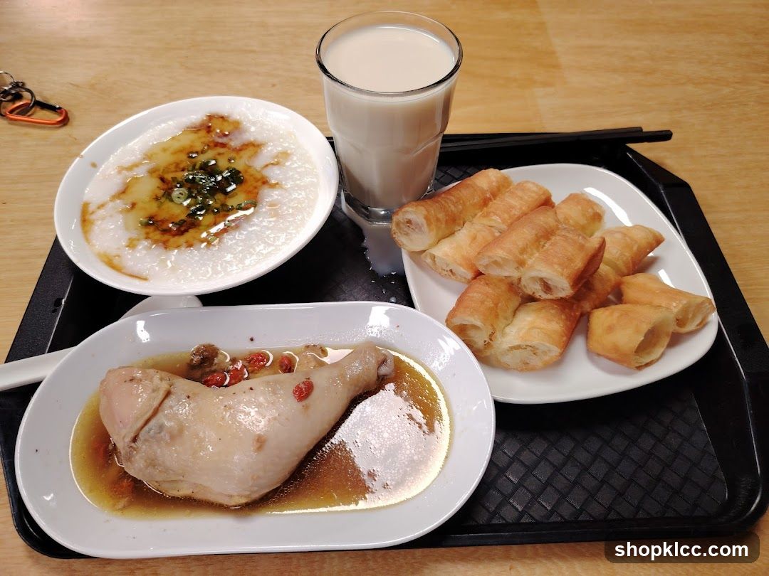 Breakfast Tray with Chicken, Porridge and Youtiao