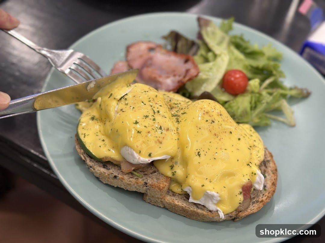 Eggs Benedict with Bacon and Salad