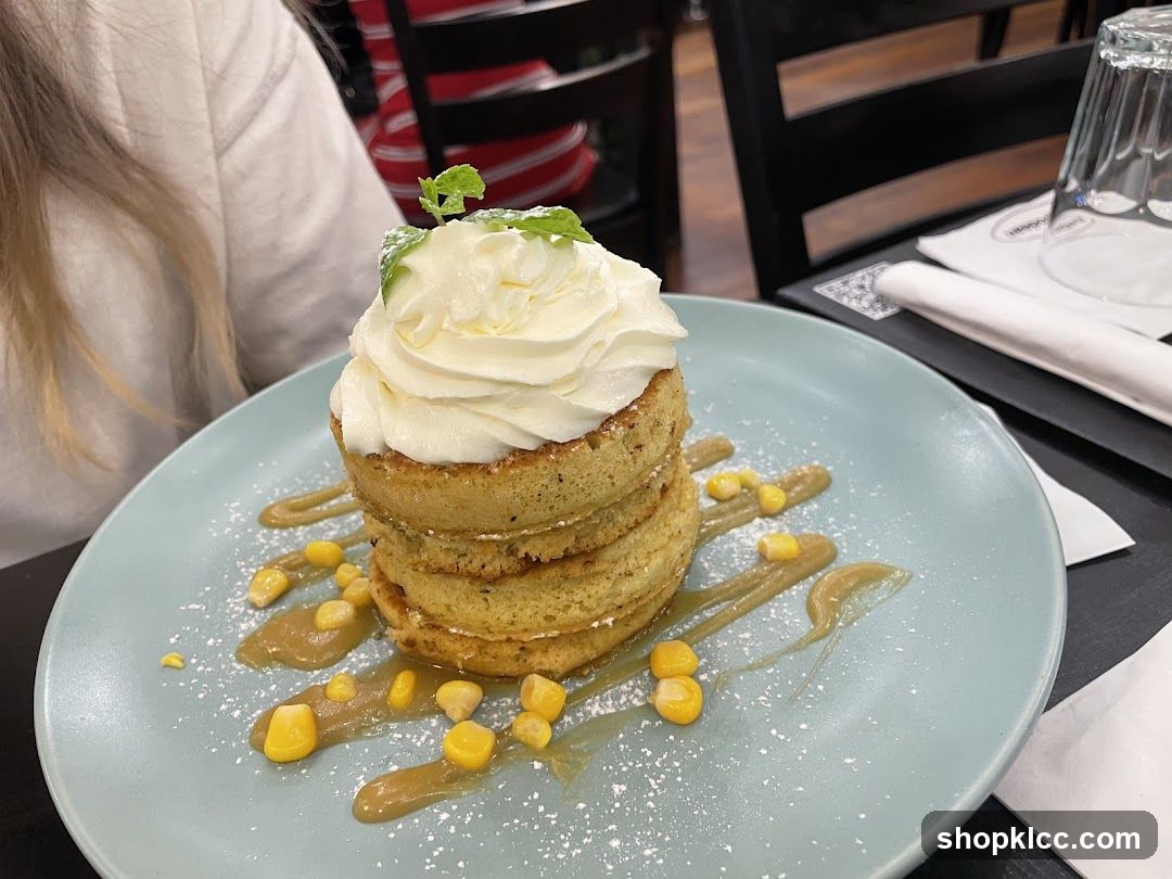 Pancakes with Whipped Cream and Corn