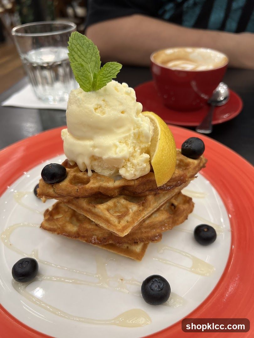 Waffles with Ice Cream and Berries