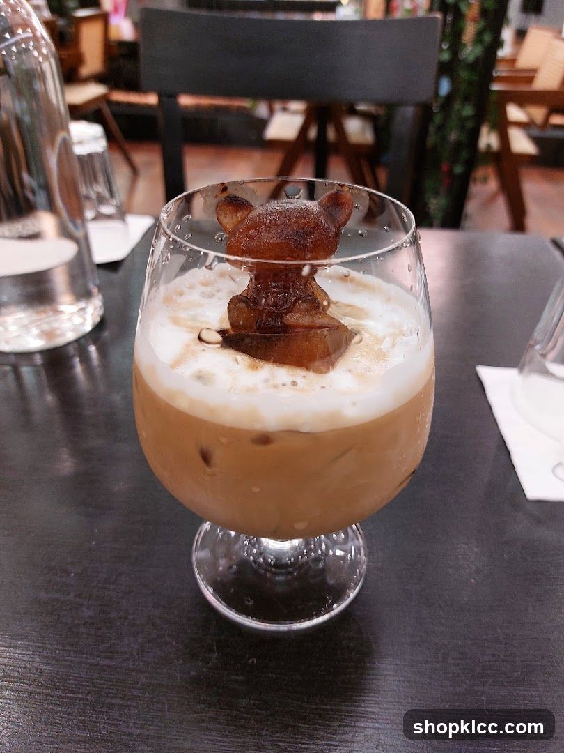 Iced Coffee with Bear-Shaped Ice Cube