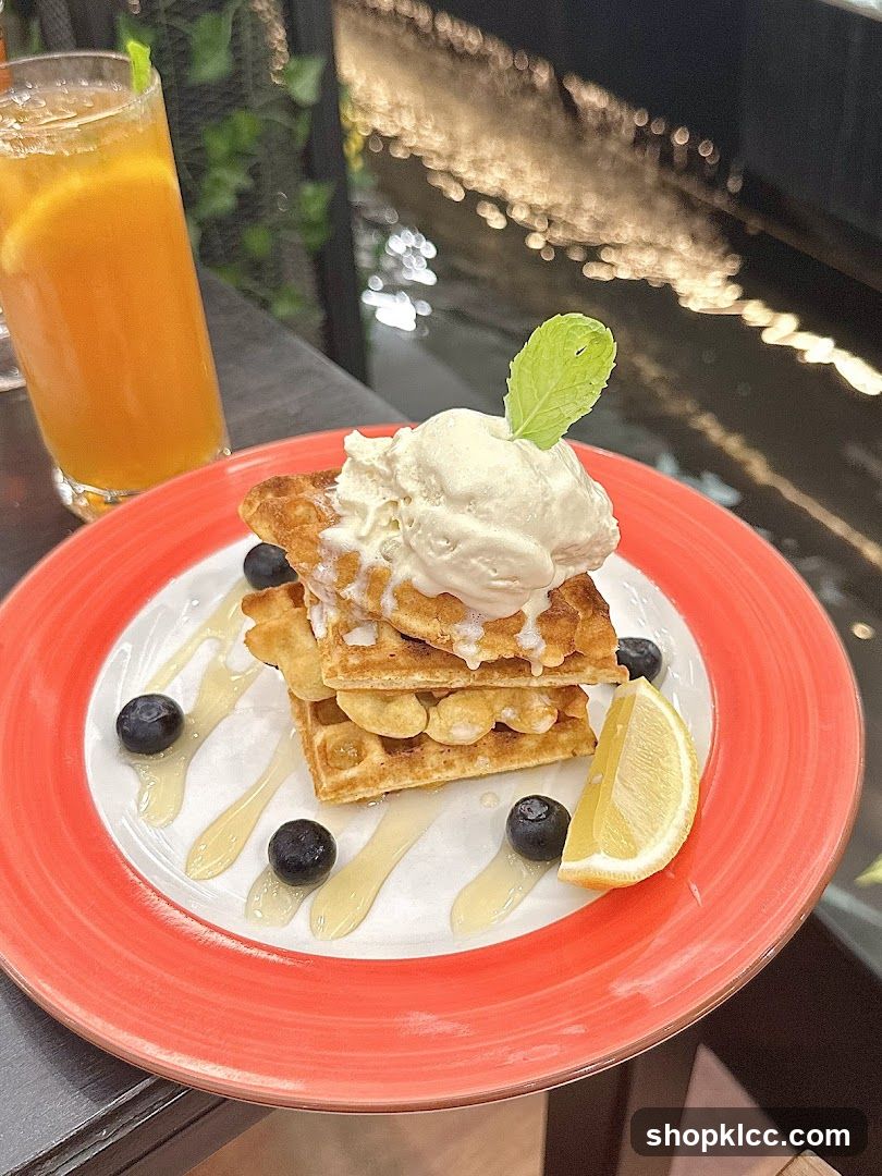 Waffles with Ice Cream and Berries