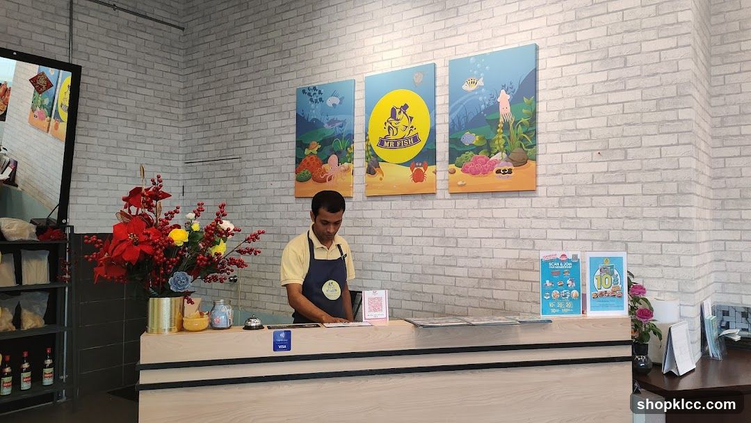 Counter with Staff and Artwork