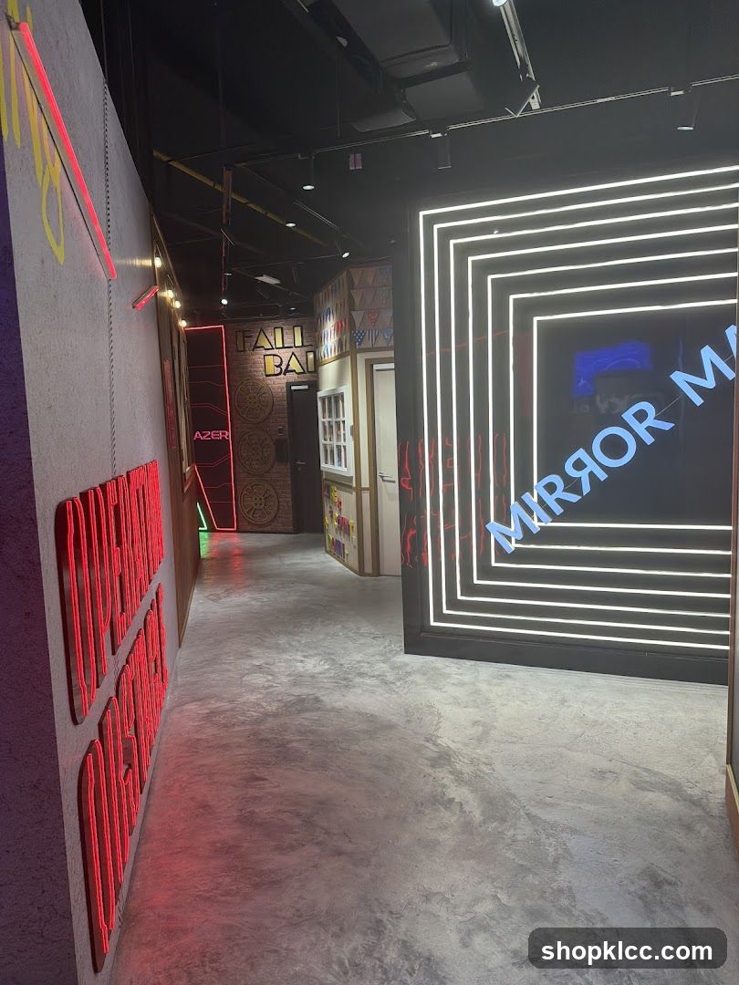 Hallway with Neon Signs